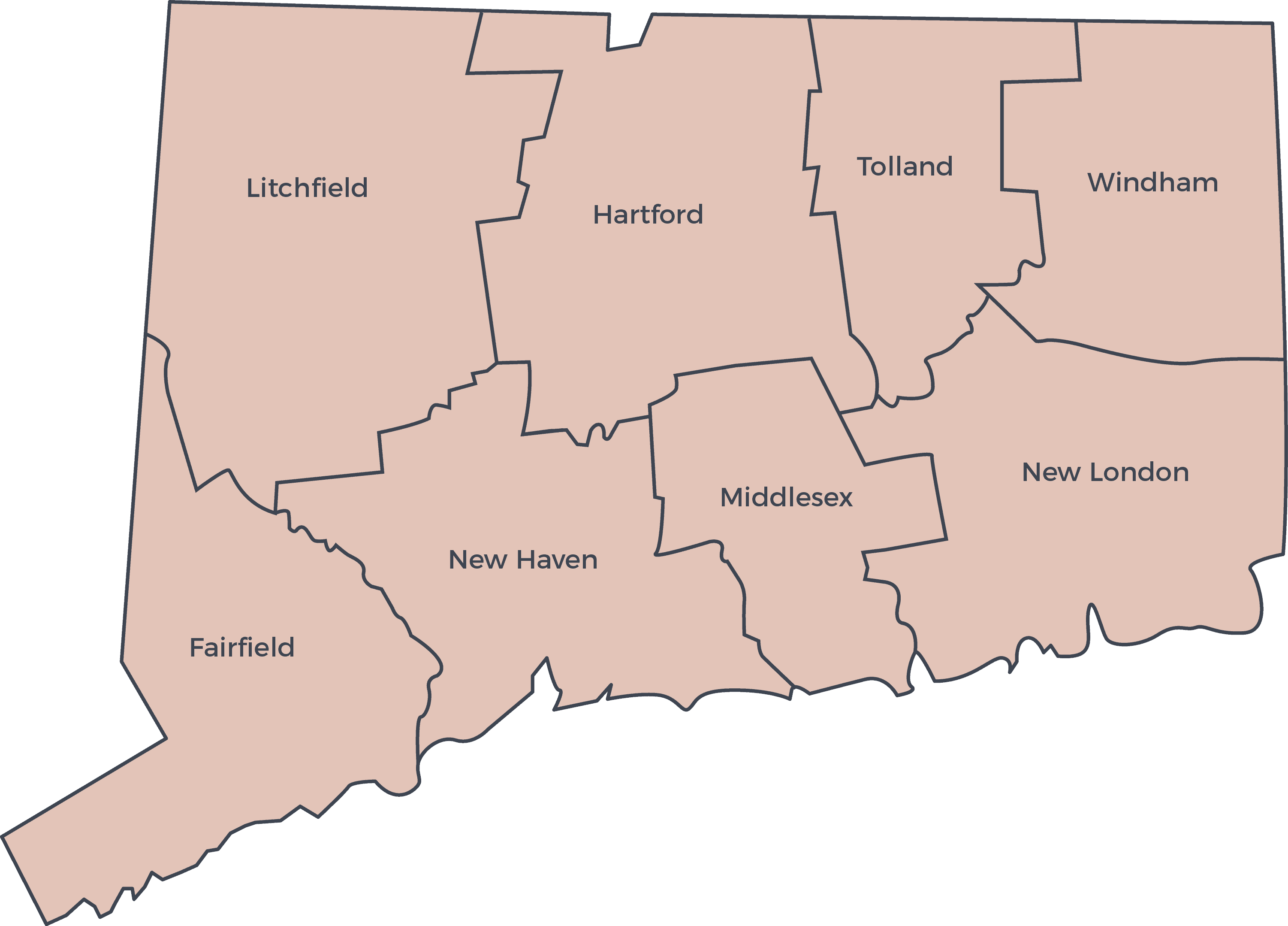 Connecticut Counties Map of Newborn Care Services